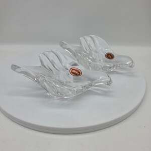 VTG Gorham Full Lead Crystal Swallow Birds Candle Holders Set of 2 Germany